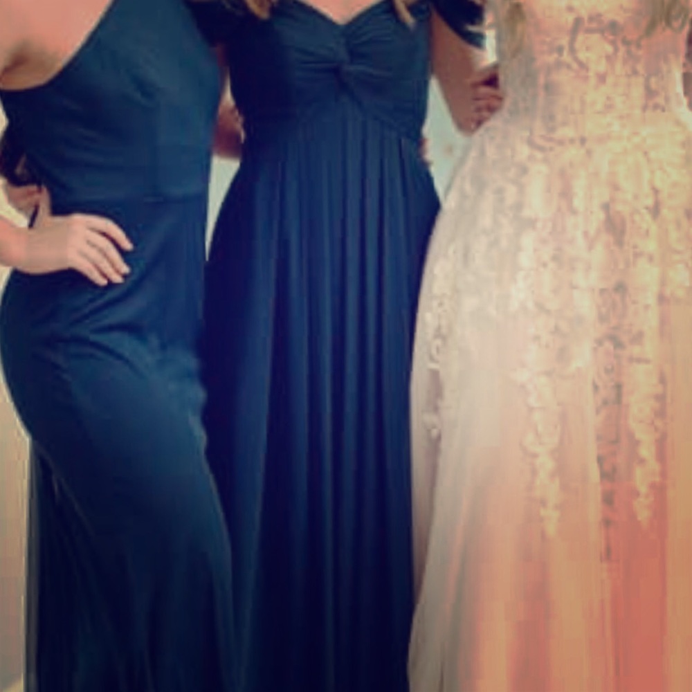 Dark blue formal off the shoulder dress